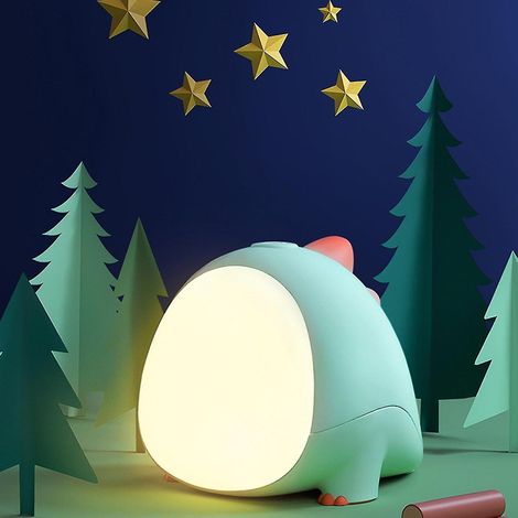 Veilleuse dinosaure miniature, rechargeable par USB, motif dessin animé pour enfants, verte