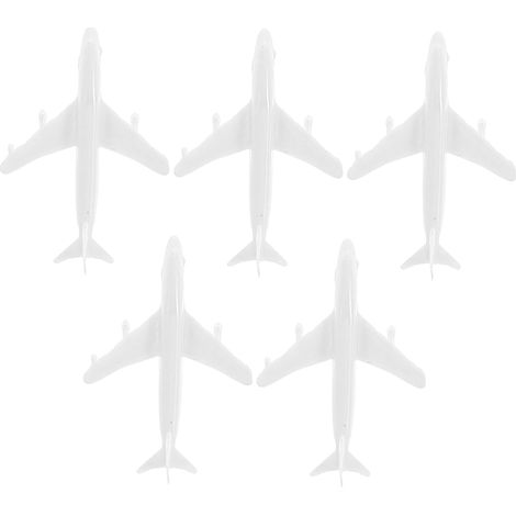 Modellino di aereo in miniatura, realizzato con precisione in plastica bianca riutilizzabile, 5 pezzi, elegante decorazione per lo studio o la sala da pranzo. (1/5)