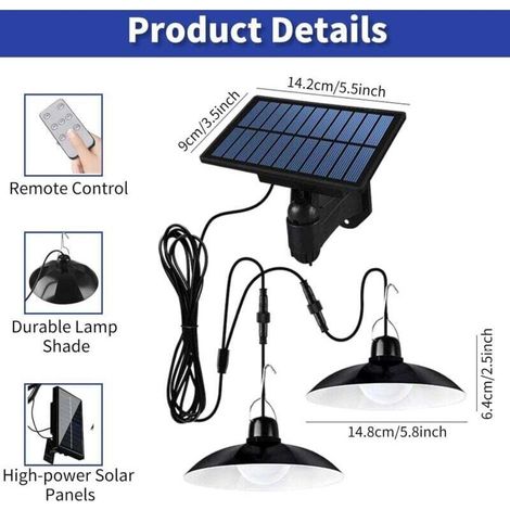 UlisemSuspension solaire pour abri de jardin, gazebo, avec télécommande, étanche (double éclairage) (1/3)