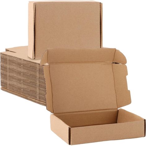 50 Pieces Corrugated Cardboard Shipping Boxes, 14 x 9 x 3 cm, Cardboard Box, Cardboard Packaging Parcels, Flat Shipping Boxes, for Packaging, Mailing, Business (1/5)