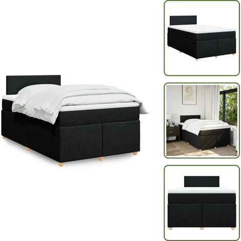 Sommier à lattes de lit avec matelas noir 120x190 cm tissu - Sommier À Lattes De Lit - Sommiers À Lattes De Lit - Lit - Meuble De Chambre À Coucher (1/5)