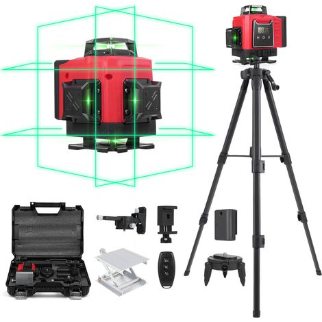 Ej.Life – Niveau laser 4D vert 16 lignes – Autonivelant avec trépied réglable – 22400mAh batteries rechargeables – Précision ±1mm/7m – IP54 pour chantiers intérieurs - VERT 4 D (1/5)