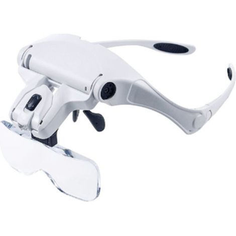 BUNTHAUS Lunettes loupe avec lumière mains libres, bandeau lupen avec 2 lumières LED pour loisirs, lecture,  5 objectifs interchangeables (1,0 x à 3,5 X)