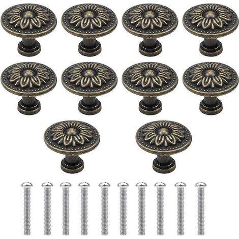 Boutons de commode vintage, quincaillerie de meuble antique élégante avec une forme de fleur rétro, ensemble de 10 pour une utilisation répandue sur les armoires, les tiroirs et les meubles (1/4)