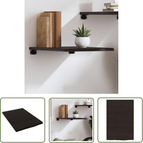 The Living Store Wandregal Dunkelbraun 40x60x2 cm Massivholz Eiche Behandelt - Wandregal - Eichendielen - Holzmöbel - Rustikal - Wohnraum Dekoration (1/5)