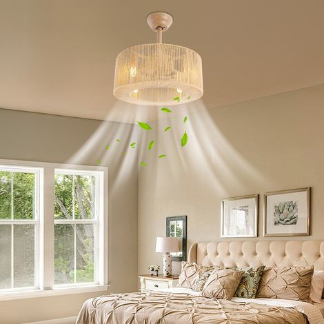 Ventilateur de plafond avec abat-jour et éclairage, 18 pouces, encastrable, avec télécommande, ventilateur-lampe de plafond, adapté à la chambre et à la cuisine (ampoule non incluse) (1/5)