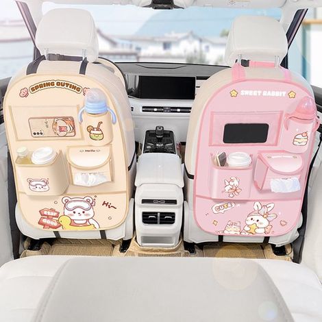 Organizer universale per sedile posteriore auto con cuscinetto anti-calcio, cuscinetto antiusura per seggiolino auto e borsa portaoggetti - Protezione contro lo sporco - Ideale per bambini - Design a (1/4)