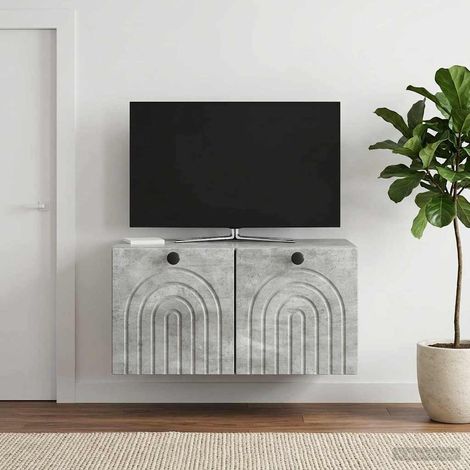 Wandmontierter TV-Schrank Betongrau 59,5 x 41 x 30 cm (1/5)