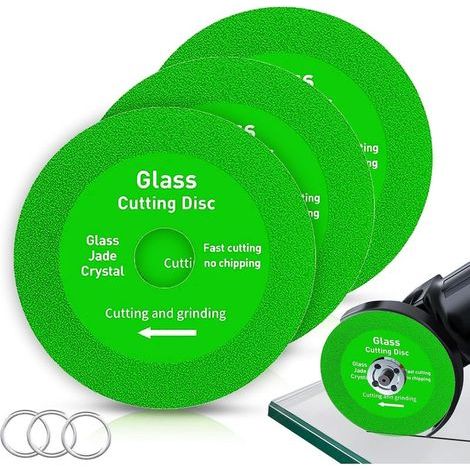 Lot de 3 disques de coupe pour verre, disques de meulage pour dalles de roche 100 x 22,23 mm, disques diamantés professionnels pour carreaux de verre, porcelaine, céramique, cristal de jade, lame de M (1/5)