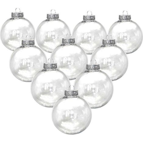 10 boules de Noël transparentes creuses en plastique brillant, à décorer soi-même pour les fêtes XiXi (1/5)