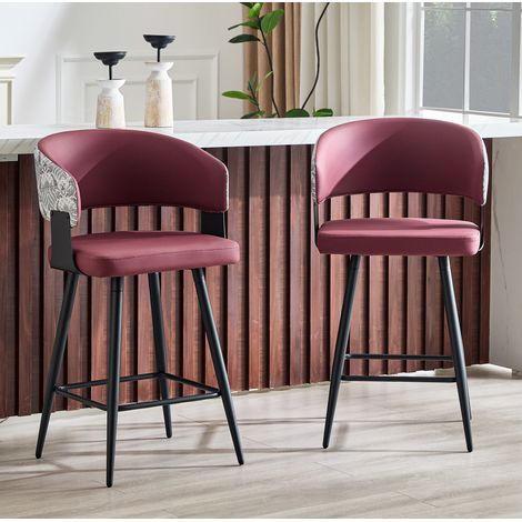 Silla comedor con reposabrazos en PU rojo OKMYHOME (1/5)