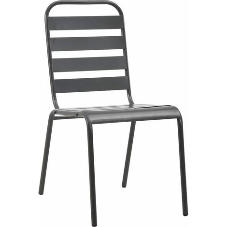 Maison Exclusive - Gartenstühle 4 Stk. Lattendesign Stahl Dunkelg (1/5)