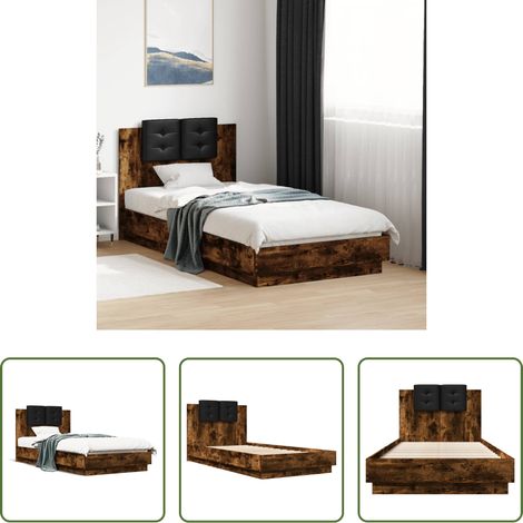 Oreiller de tête - Cadre de lit sans matelas chêne fumé 90x190 cm (1/5)