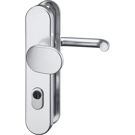 Argent FH 1752 Kit de changement sur plaque longue PZ 88 avec protection centrale, poignée de porte en forme de U et poignée de porte Aluminium anodisé