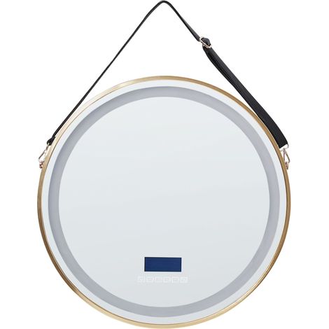 LED Bathroom Mirror DAROIS 60 cm 60 cm with Built-In Bluetooth Speaker Gold (1/5)