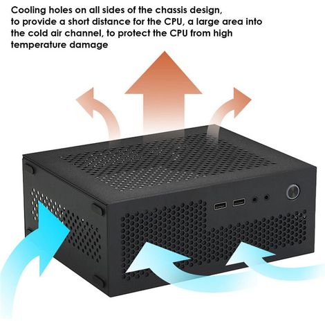 Gabinete para PC HTPC ITX A09, chasis para PC gaming, chasis de escritorio, USB 2.0, gabinete para computadora doméstica, color plata.