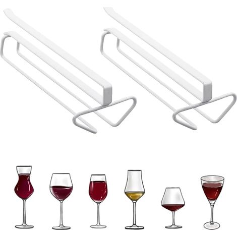 Lot de 2 porte-verres à vin en métal, armoire à verres, porte-verres suspendu pour bar, cuisine et maison (aucun perçage requis) (1/5)
