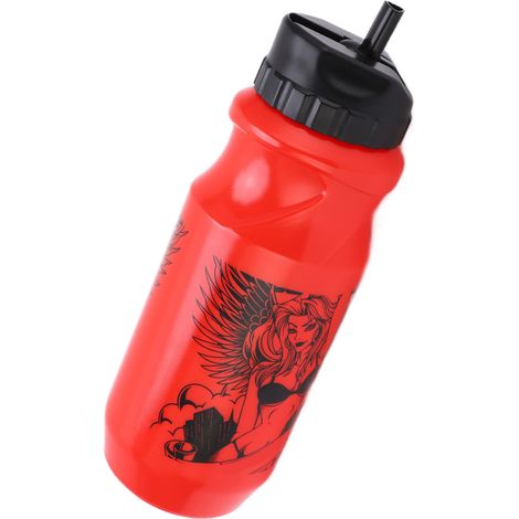 650-ml-Trinkflasche fürs Radfahren, leicht zu reinigende Sportflasche, Weithalsverschluss, mit Aufreißlasche, rot (1/5)