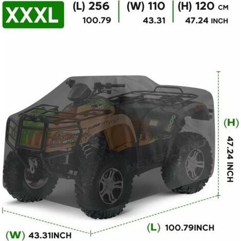 190T ATV Housse Extérieure pour Quad Bache de Protection Camping Car Housse pour Moto Imperméable Coupe-Vent Anti-UV 256110120cm -