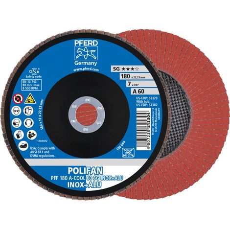 PFERD POLIFAN Fächerscheibe PFF 180x22,23 mm flach A-COOL 60 SG INOX+ALU Edelstahl/Alu (1/5)