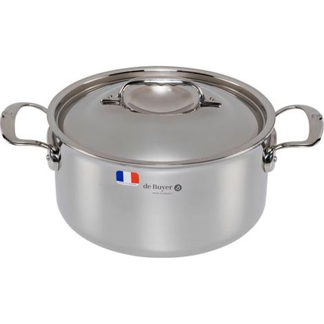 De Buyer Affinity Bratentopf Edelstahl mit Deckel 24 cm