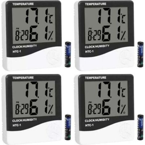 4x thermomètre hygromètre numérique, thermomètre de pièce, mesureur d'humidité de l'air, réveil. Compact et fonctionnel.