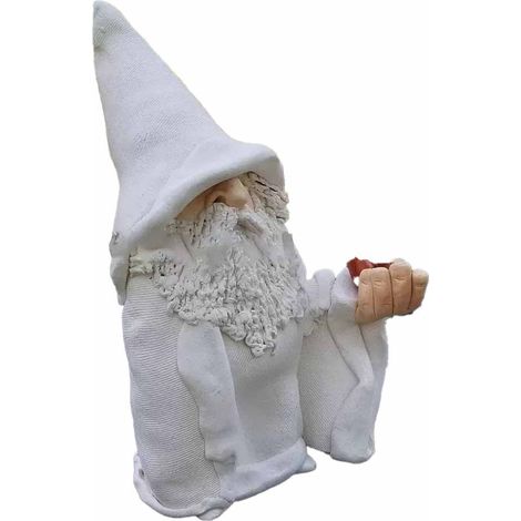 Nain De Jardin - Statue En Résine Avec Chapeau Blanc Et Doigt Du Milieu - Décoration Extérieure Pour Jardin Terrasse Arrière-Cour - 1 Pièce (1/5)
