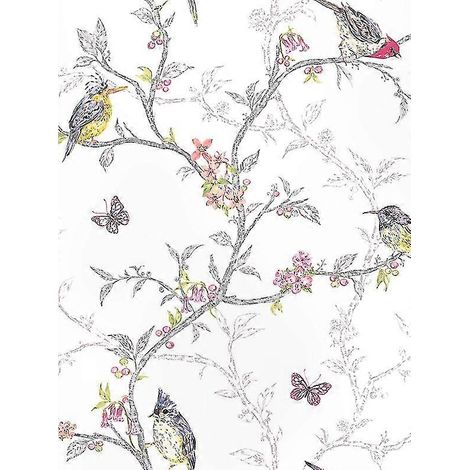 Natur- und Vogelmotivtapete, dekoratives Design für den Innenbereich, ornithologisches Motiv, Panorama-Wandverkleidung, natürliches Ambiente, Standardformat, ideal für Wohn- und Schlafzimmer. (1/2)