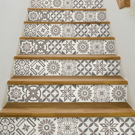 Stickers adhésifs escalier carrelages contremarche - CYNDIA - 2 bandes de 18x126cm (1/5)