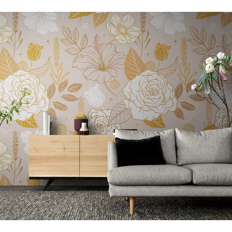 Papier Peint Floral - Roses et Fleurs Bohèmes - 150 x 250 cm (1/2)