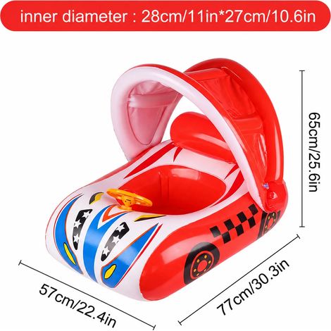 Voiture gonflable pour piscine, siège de natation pour tout-petits avec volant, jouets aquatiques d'été