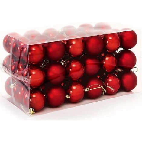 TrAdE Shop Traesio - Confezione 54 Palline Di Natale Colore Rosso 6 Cm Addobbo Natalizio - (1/3)