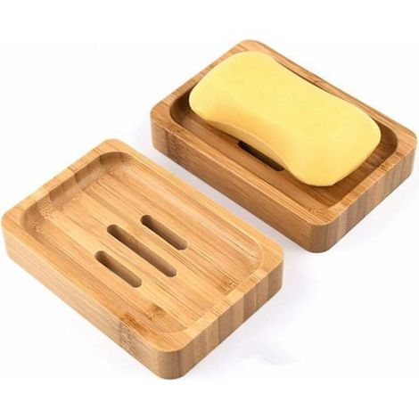 Porte-Savon - Bambou Naturel - 11.5 x 8 x 1.1 cm - Salle De Bain - Lot De 2 (1/5)
