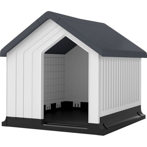 Niche extérieure imperméable en plastique pour petits et très petits chiens avec fenêtre, 62 x 61 x 60 cm, grise (1/5)