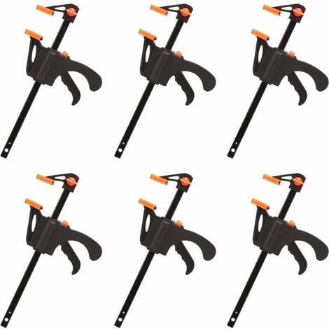 Sonderangebot: Set mit 6 F-förmigen Zwingen, schnelles und einfaches Spannen, Handwerkzeuge für die Holzbearbeitung, Holztüren (4 Zoll)