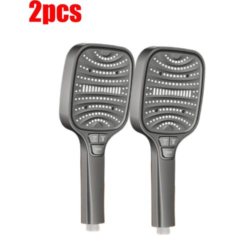 (Gris, lot de 2) Pommeau de douche turbo à 8 jets, grand panneau de 12 cm, économe en eau, filtre ABS épais anti-explosion (1/5)