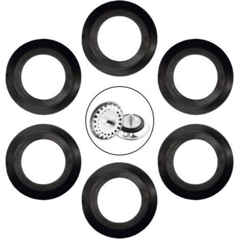 Lot de 6 joints d'évier de cuisine, joint élastomère pour paniers filtrants, diamètre extérieur 56 mm, diamètre intérieur 34 mm, accessoires d'évier, joint de rechange pour filtre d'évier de cuisine (