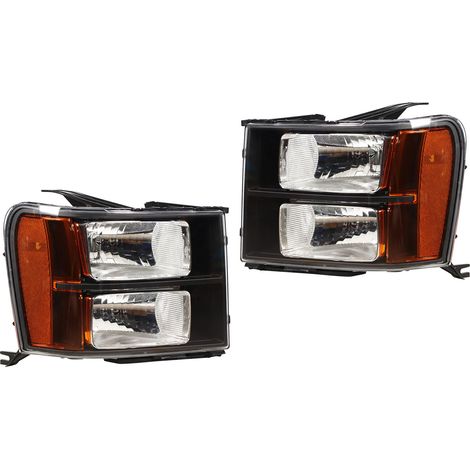 Phare avant complet 2502283, feu de croisement et route, clignotant intégré, optique de remplacement compatible Sierra 1500 2500 3500 HD, projecteur LED blanc, kit 2 pièces (1/5)