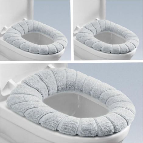 Antibakterieller WC-Sitzbezug, warmes und weiches, waschbares elastisches WC-Sitzkissen (Grau)
