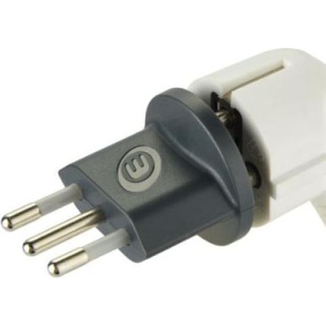 Adaptador fijo electraline de enchufe alemán 16a a enchufe italiano 10a gris- 70035 (1/2)