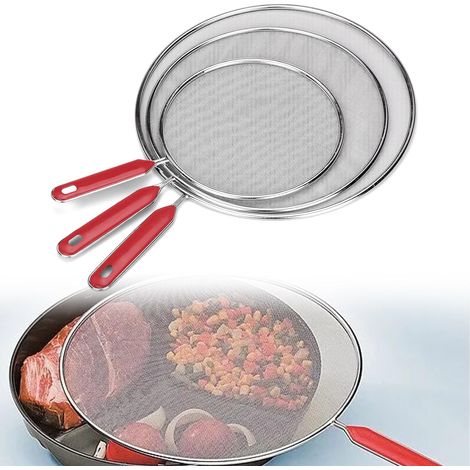 Anti-splash lid, 3 pieces anti-splash lid, anti-splash kitchen lid, splash proof, stainless steel lid for frying pans, kitchens (1/5)