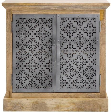 Made In Meubles – Buffet en bois de manguier Sahara – Dimensions 75x75x40 cm – Design bi-matière avec métal gris – Rangement pratique et esthétique (1/5)