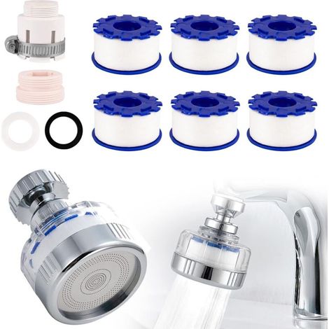 Filtre à eau, filtre anti-calcaire, comprend 6 cartouches filtrantes en coton PP, convient aux salles de bains et aux cuisines. (1/5)