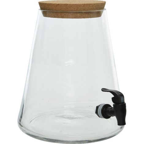Vaso con rubinetto in vetro chiaro coperchio in sughero, idrovalvola in pp