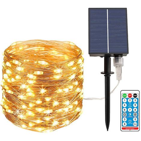 outdoor Solar String Lights 22m 200 Leds Remote Control With 8 Lighting Modes, Waterproof Solar String Lights For Garden, Patio, Balcony, Yard, Ch (1/5)