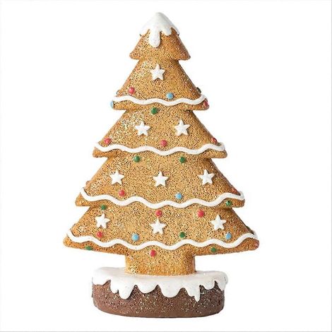 Sapin de Noël en pain d'épices, décoration de table pour maison et bureau, ornement de fête, 1 pièce, style festif, 30 cm, rouge et blanc, idéal pour ambiance chaleureuse. (1/5)