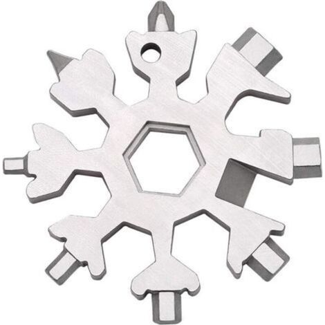 18-in-1 Multi-Tool in Snowflake Shape - Ideal for Fishing, Hiking and Other Outdoor Activities - 1 Piece, White (1/4)
