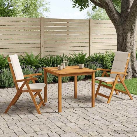 vidaXL Conjunto de comedor de jardín de 3 piezas 2 plaza Crema (1/5)