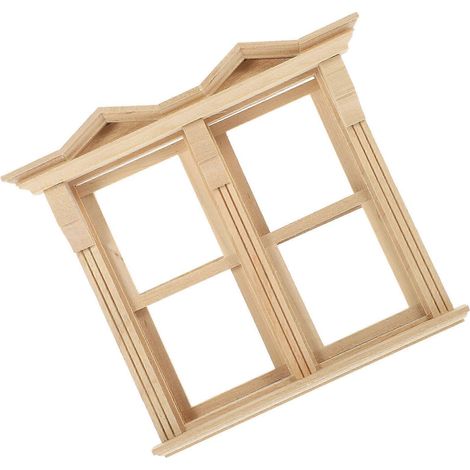 Mini fenêtre en bois, accessoire de fenêtre pour maison de poupée (1/4)