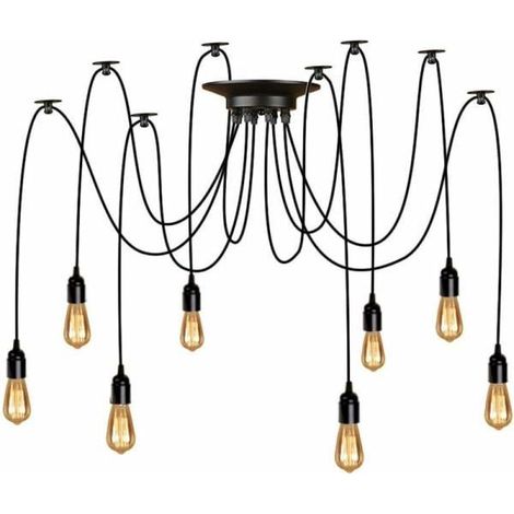 (hors ampoules 8 têtes ligne 3 mètres) petit lustre araignée lampe multi-têtes lampe de bureau de salon, pour salon, (1/5)
